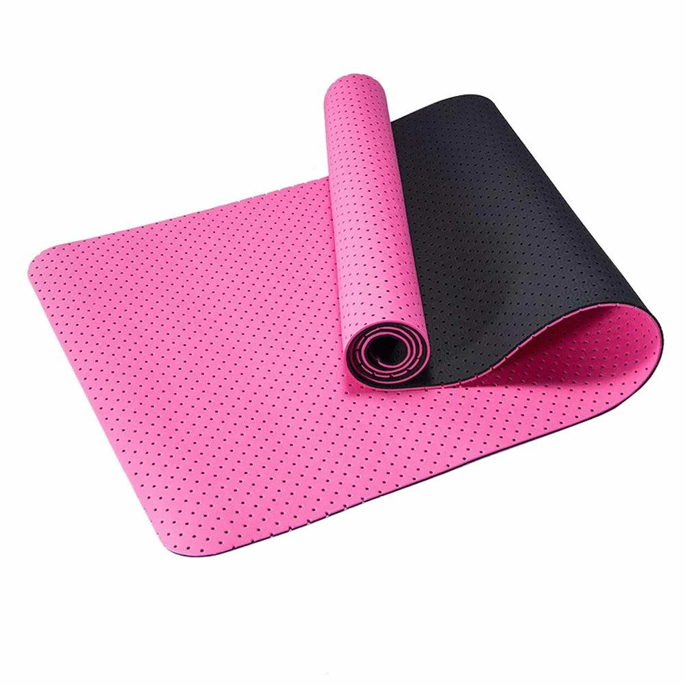 Фото Коврик для йоги 183х61х0,6 см TPE-2T-4 ТПЕ розовый/черный (B34509) 10019313 со склада магазина СпортСЕ