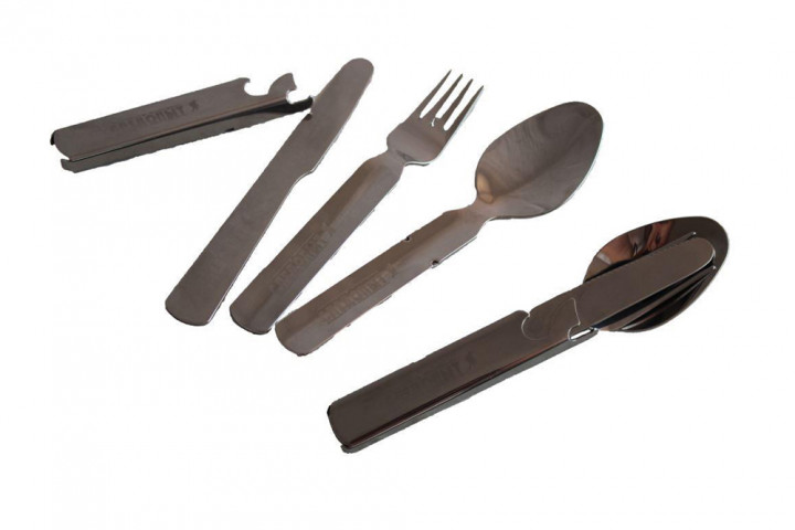  Набор складных столовых приборов Следопыт в металл. чехле (ложка, вилка, нож, открывашка) по низким ценам в Томске и Северске
