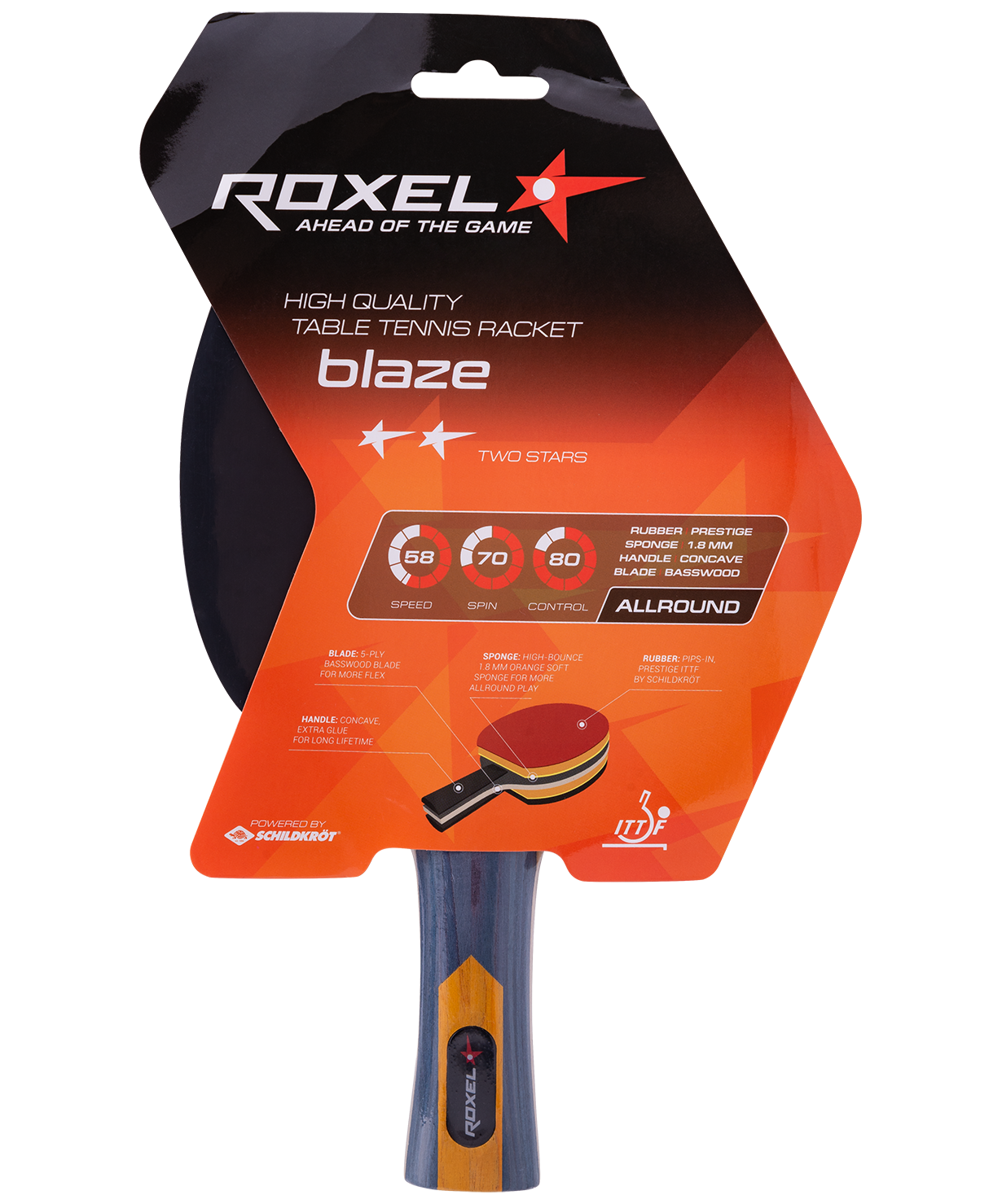  Ракетка для настольного тенниса Roxel 2* Blaze коническая по низким ценам в Томске и Северске