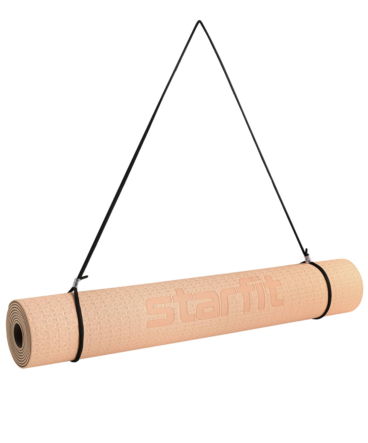  Коврик для йоги StarFit FM-201 TPE 183x61x0,4 см персиковый/серый ЦБ-00002538 по низким ценам в Томске и Северске
