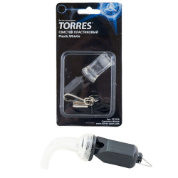 Свисток пластик Torres без шарика шнурок с карабином в комплекте черный SS1026