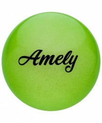 Мяч для художественной гимнастики 19 см Amely AGB-102 с блестками зеленый