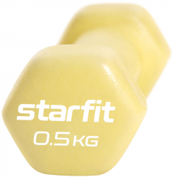 Гантель неопреновая 0.5 кг StarFit DB-201 желтый пастель 1шт УТ-00018828
