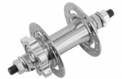 Втулка передняя MY-314FD 32H 3/8"х100х140мм под диск 6 болт, гайки, сталь/алюм серебр.