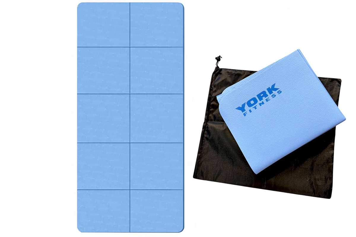  Коврик ТПЕ E43888 York Fitness 183см x 61см x 0,4см складной в сумке голубой по низким ценам в Томске и Северске