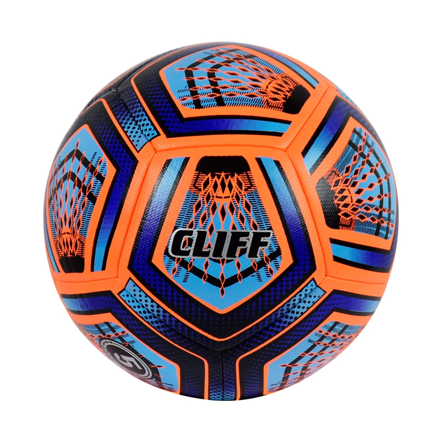  Мяч футбольный Cliff #9 №5 PU Hibrid Microfiber оранжево-синий по низким ценам в Томске и Северске