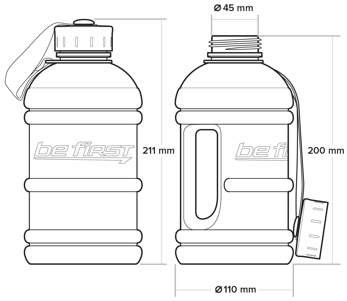 Фото Бутылка для воды Be First 1300мл, хаки матовая TS1300-frost-khaki со склада магазина СпортСЕ