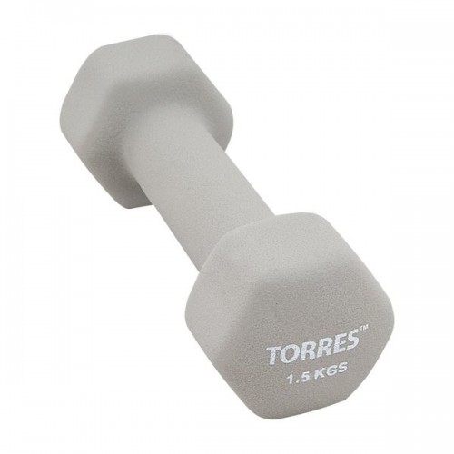  Гантель неопреновая 1.5 кг Torres шестигранник серый по низким ценам в Томске и Северске