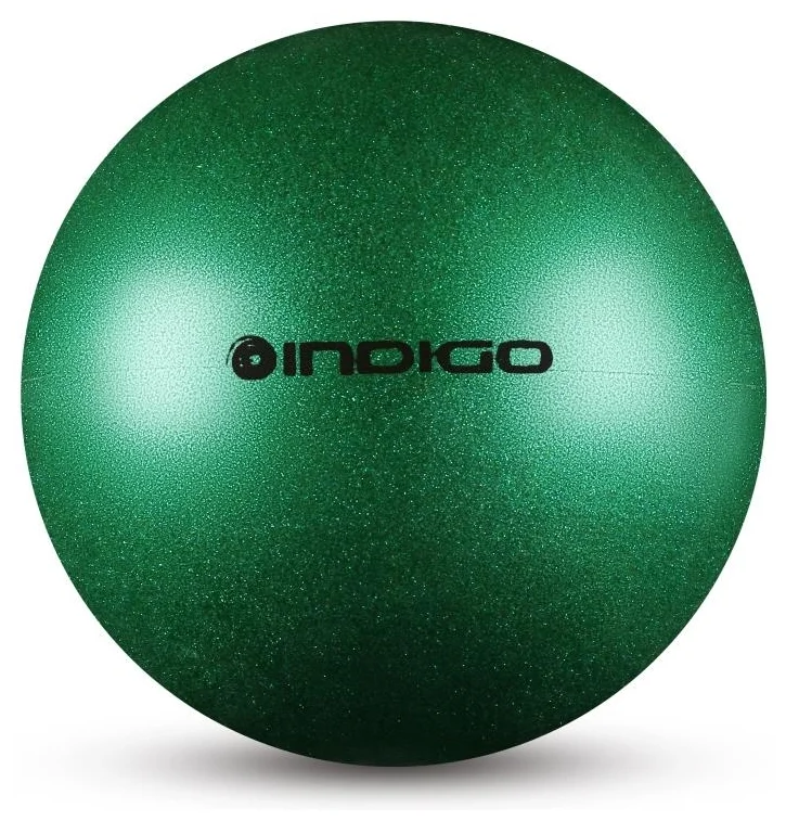 Фото Мяч для художественной гимнастики 19 см 400г Indigo металлик зеленый с блестками IN118 со склада магазина СпортСЕ