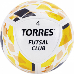 Мяч футзальный Torres Futsal Club №4 10 пан. PU гибрид. сш. бело-зол-чер FS32084 Мяч футзальный Torres Futsal Club №4 10 пан. PU гибрид. сш. бело-зол-чер FS32084