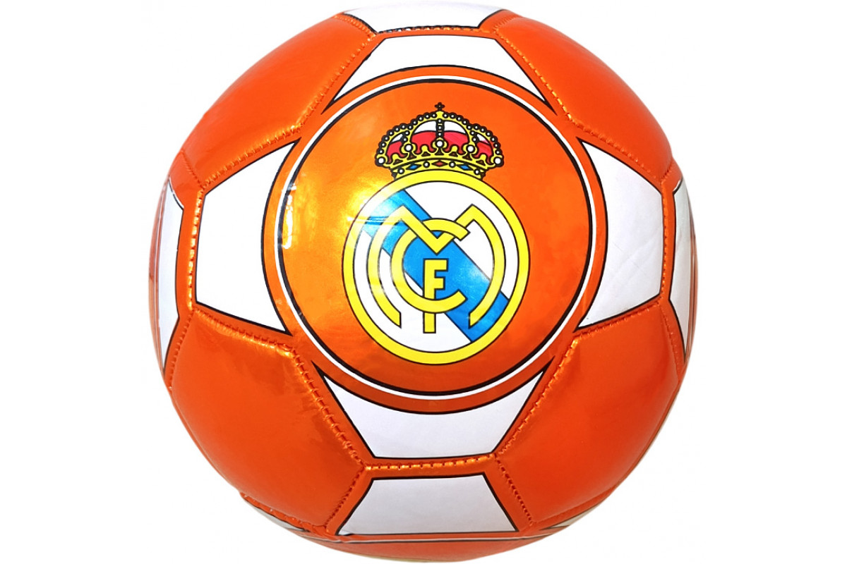  Мяч футбольный E43178-3 Real Madrid клубный, 3-слоя  PVC 2.3, 340 гр, машинная сшивка оранжевый по низким ценам в Томске и Северске