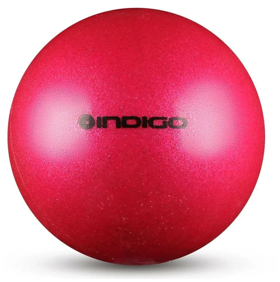 Фото Мяч для художественной гимнастики 19 см 400г Indigo металлик розовый с блестками IN118 со склада магазина СпортСЕ