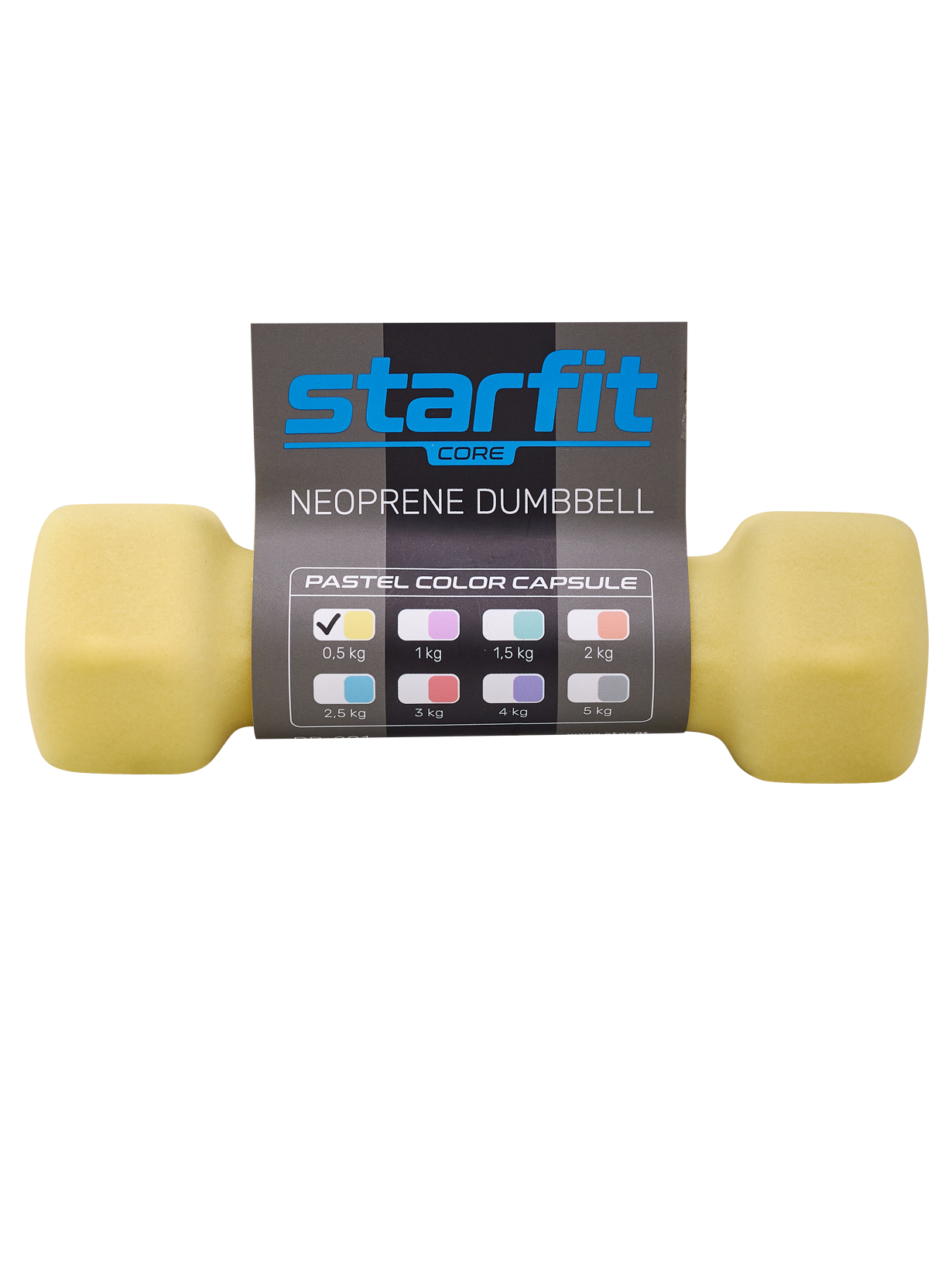  Гантель неопреновая 0.5 кг StarFit DB-201 желтый пастельный (1 шт) по низким ценам в Томске и Северске