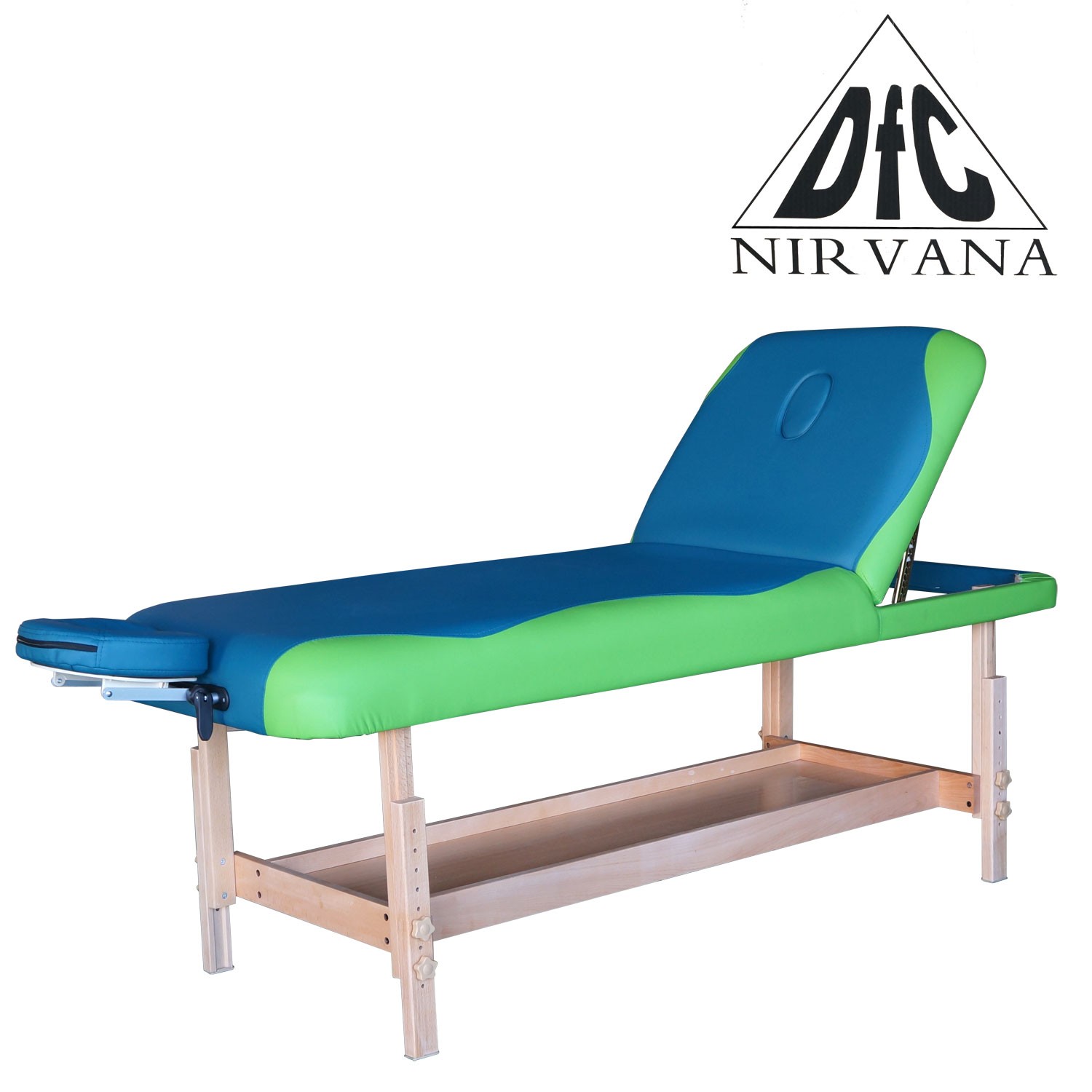  Массажный стационарный стол DFC NIRVANA, SUPERIOR2, дерев. ножки, 2 секции, цвет бирюз.с зелен. TS200 по низким ценам в Томске и Северске