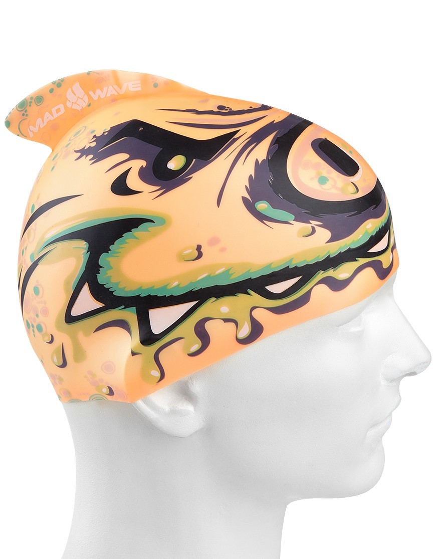  Шапочка для плавания Mad Wave Silicone Printed Junior with fin PIG по низким ценам в Томске и Северске