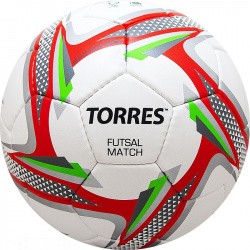 Мяч футзальный Torres Futsal Match р.4 32 пан. PU 4 подкл. слоя бело-серебр-крас. F31864 Мяч футзальный Torres Futsal Match р.4 32 пан. PU 4 подкл. слоя бело-серебр-крас. F31864
