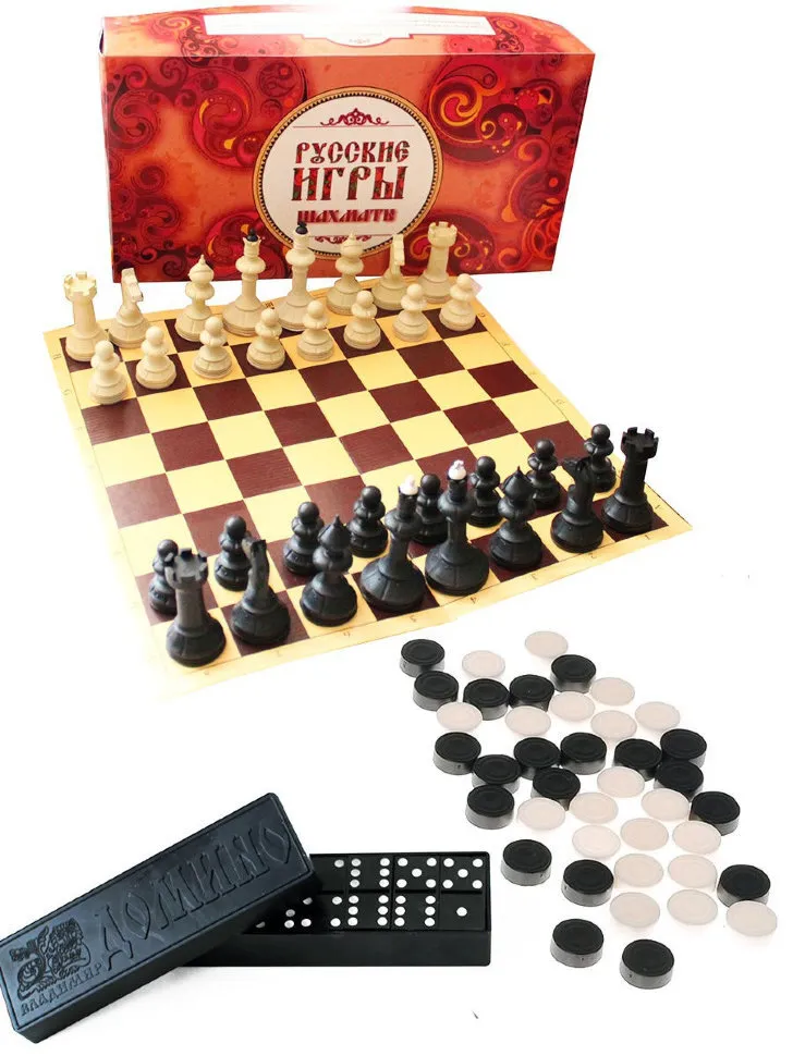 Набор игр (3в1) Русские игры (шашки, шахматы, домино) 03-004 Набор игр (3в1) Русские игры (шашки, шахматы, домино) 03-004 по низким ценам в Томске и Северске