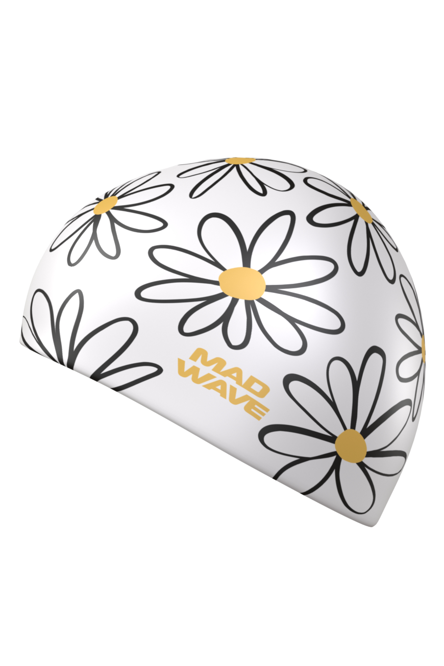  Шапочка для плавания Mad Wave Chamomile силиконовая white по низким ценам в Томске и Северске
