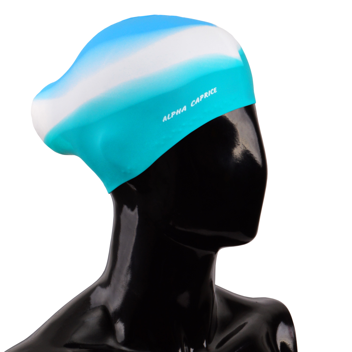  Шапочка для плавания Alpha Caprice SCL-7 для длинных волос skyblue/white/turquoise по низким ценам в Томске и Северске
