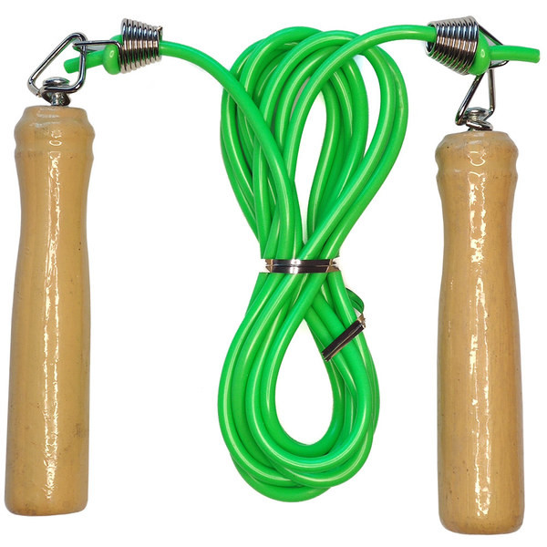  Скакалка 2.6 м E32639-2 ПВХ с деревянными ручками зеленый по низким ценам в Томске и Северске