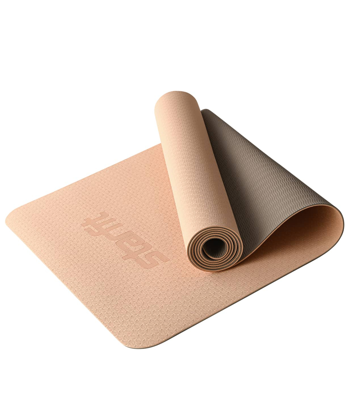  Коврик для йоги StarFit FM-201 TPE 183x61x0,4 см персиковый/серый ЦБ-00002538 по низким ценам в Томске и Северске