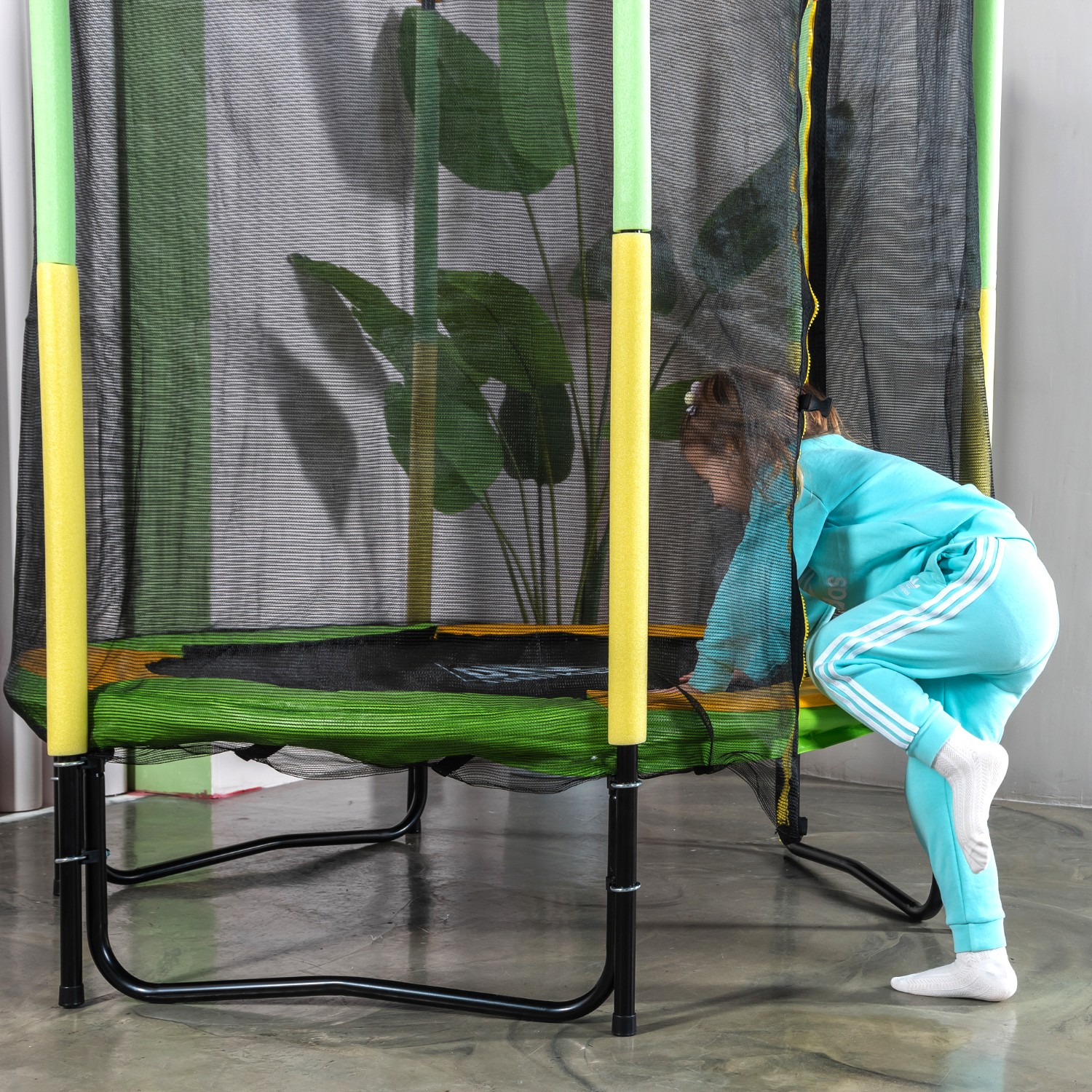  Батут DFC JUMP KIDS 55" зел/желт, сетка (137см) 55INCH-JD-GY по низким ценам в Томске и Северске