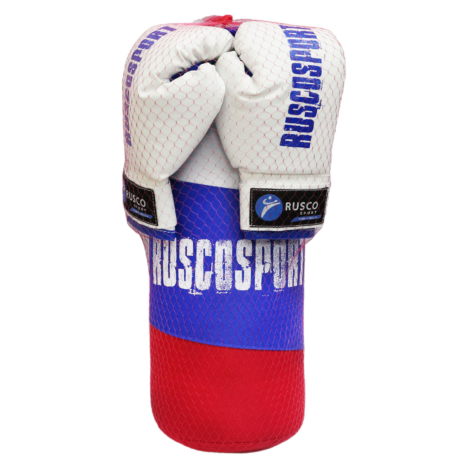  Набор боксерский для начинающих RuscoSport Триколор (перчатки бокс. 4 oz) синий по низким ценам в Томске и Северске