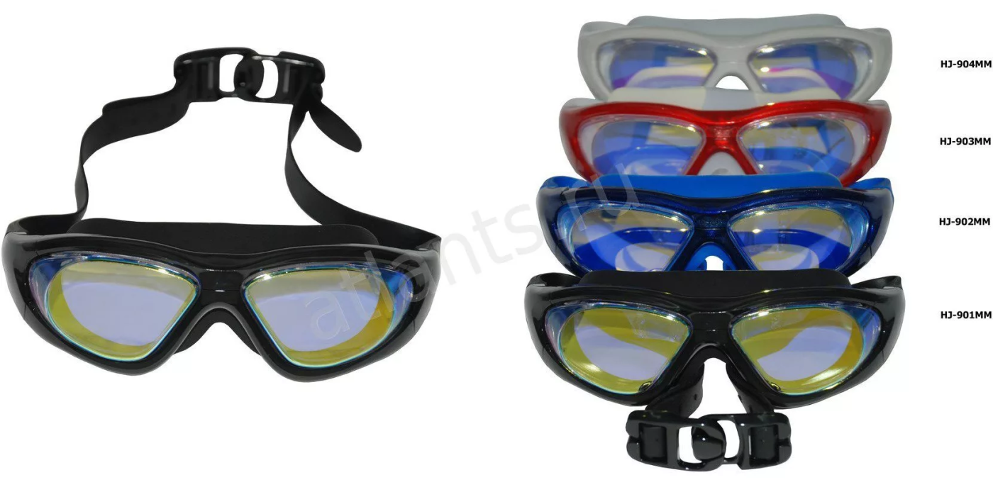 Фото Очки-маска для плавания Fox HJ-901ММ многоцветные зеркальные черный со склада магазина СпортСЕ