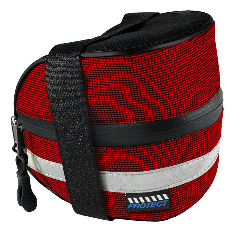  Велосумка под седло Protect 13х11х10см световозвращающей лентой красная по низким ценам в Томске и Северске