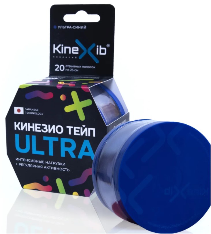 Тейп Кинезио Kinexib Ultra 5м*5см синий Фото Тейп Кинезио Kinexib Ultra 5м*5см синий со склада магазина СпортСЕ