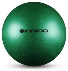 Мяч для художественной гимнастики 19 см 400г Indigo металлик зеленый с блестками IN118