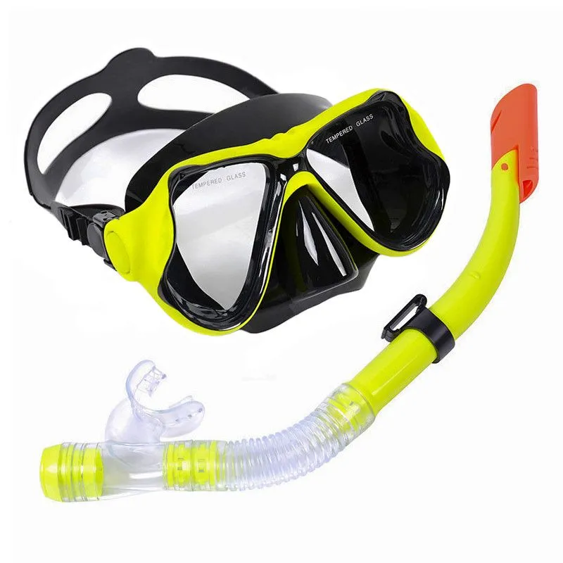 Фото Набор для плавания E33175-5 взрослый маска+трубка (силикон) желтый 10020253 со склада магазина СпортСЕ