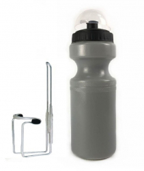 Велофляга GW-28025-09 750мл пластик с флягодержателем серый