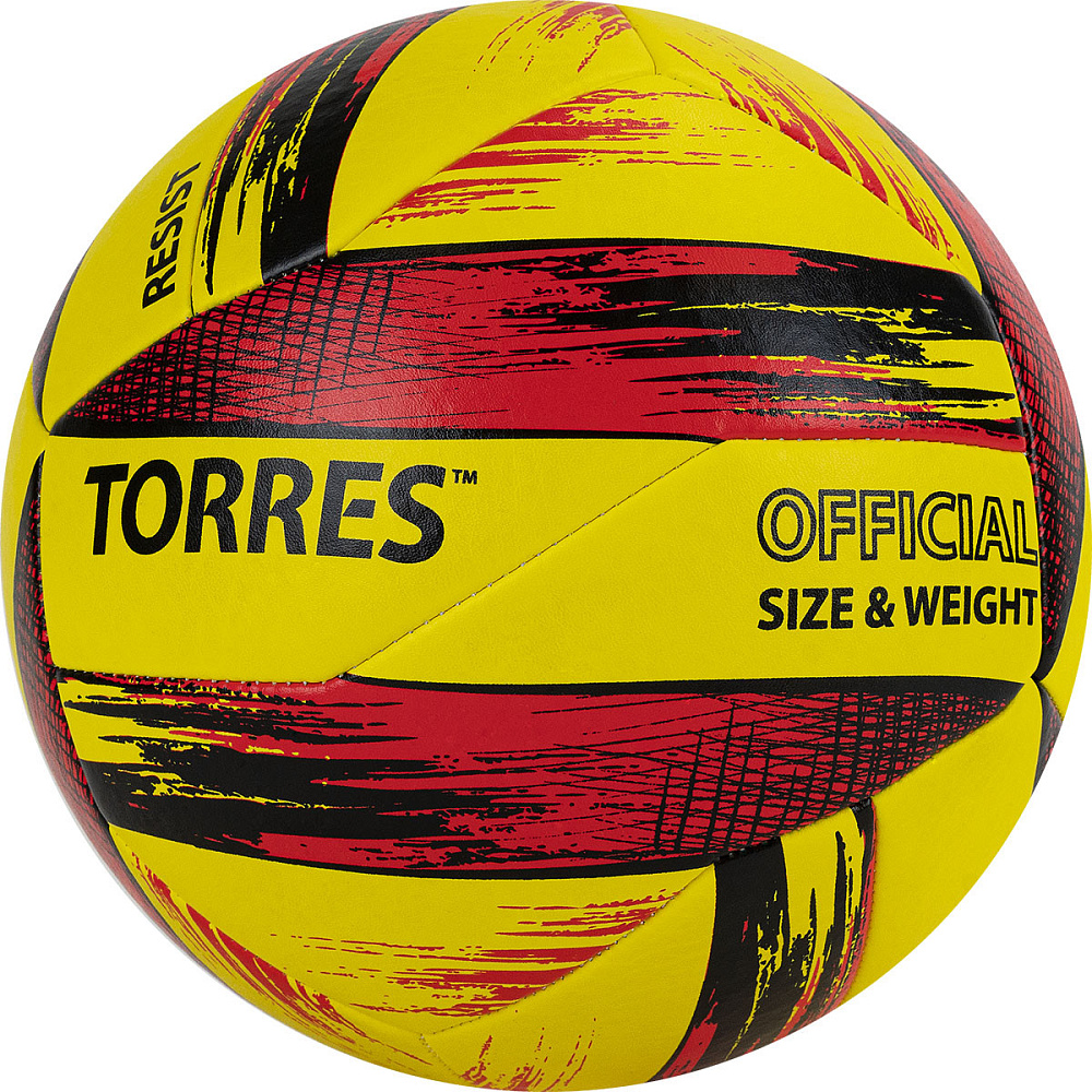 Фото Мяч волейбольный Torres Resist V321305 р.5 синт. кожа гибрид желто-красно-черный V321305 со склада магазина СпортСЕ