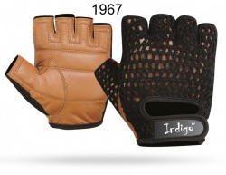 Перчатки Indigo кожа+сетка черно-коричневые SB-16-1967