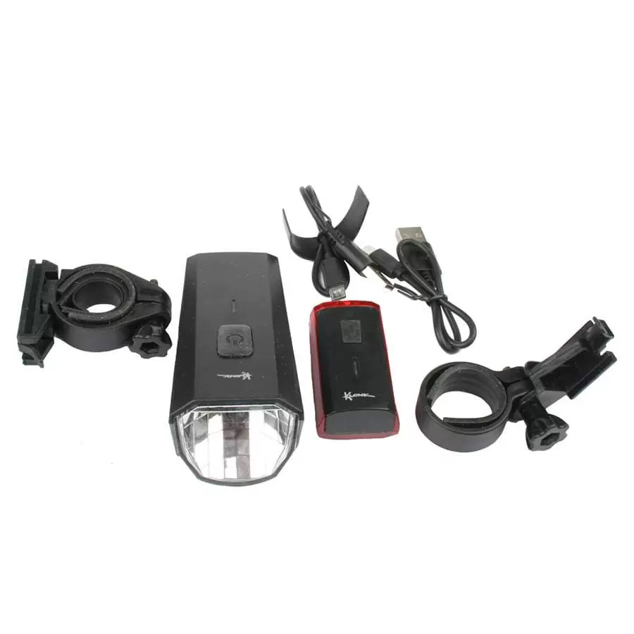 Фото Фонари Klonk передний и задний micro USB, LiPo 3,7 V/ 1700/480 mAh 11950 со склада магазина СпортСЕ