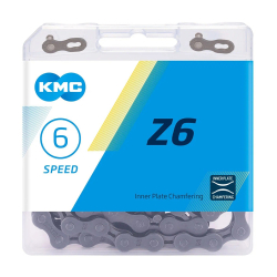 Цепь 6 ск. KMC Z6 (Z33) 116 звеньев, с замком, в пластиковой упаковке серая-коричневая